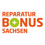 Schriftlogo "Reparaturbonus" in orange mit gr&uuml;nem "O"