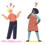 2 Personen mit Fragezeichen &uuml;ber dem Kopf