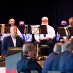 Landrat Carsten Michaelis zur Er&ouml;ffnung in der Sachsenlandhalle Glauchau