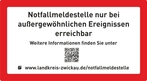 Zusatzschild zum Hinweisschild Notfallmeldestelle mit QR-Code f&uuml;r weitere Informationen