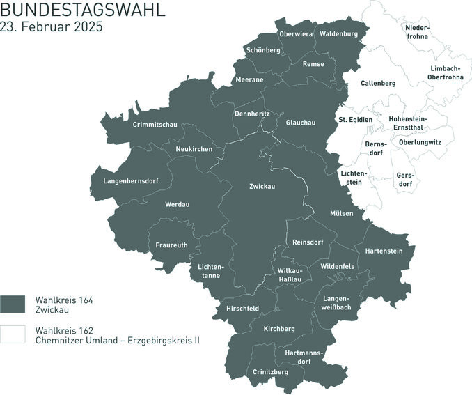 Landkreiskarte mit Wahlkreiseinteilung