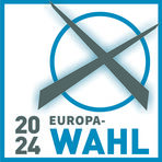 auf dem Bild ein Kreis mit Kreuz und Text 2024 Europawahl