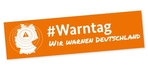 oranges Logo mit wei&szlig;er Schrift Warntag und wei&szlig;er Deutschlandkarte