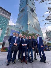 Mitglieder der Taskforce Automotive Zwickau  gemeinsam mit Landrat Carsten Michaelis in Taiwan.